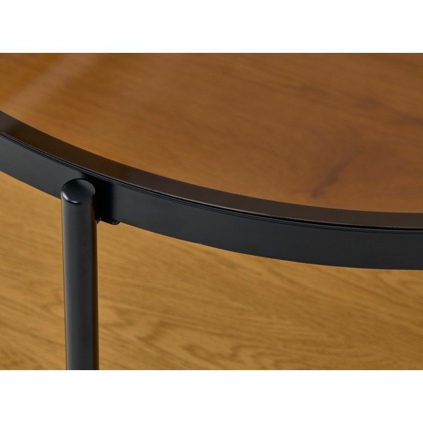 Natúr színű kerek dohányzóasztal üveg asztallappal ø 84 cm Hassel – Unique Furniture-image-1