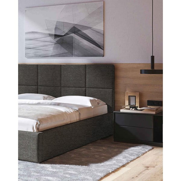 Antracitszürke kárpitozott ágyneműtartós franciaágy ágyráccsal 180x200 cm Bufo – MESONICA-image-4