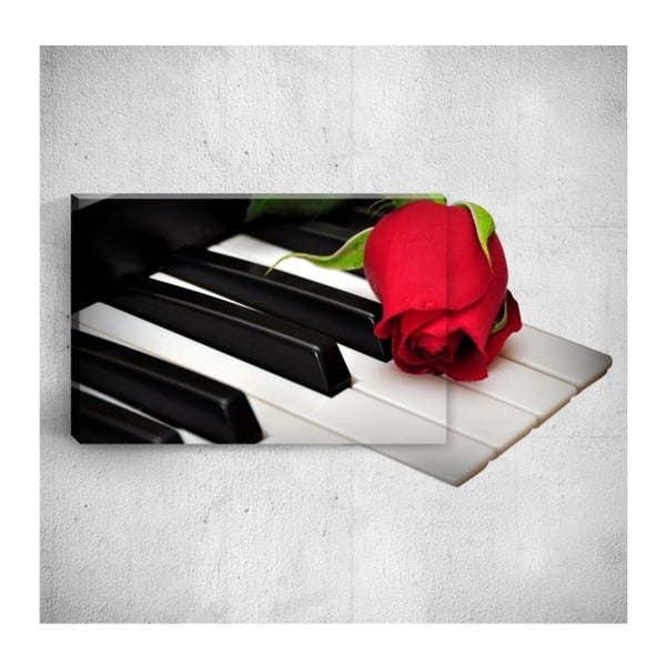 Rose On Piano 3D fali kép, 40 x 60 cm - Mosticx