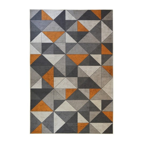 Shapes szürke-narancs szőnyeg, 80 x 150 cm - Floorita