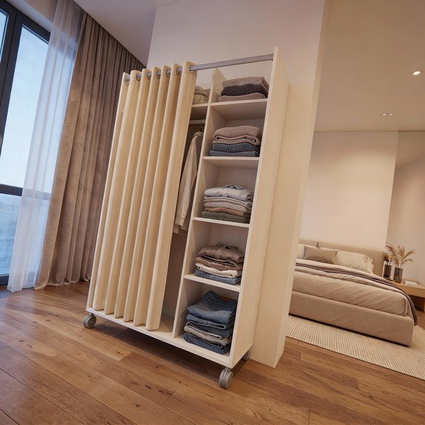 Fehér-bézs ruhásszekrény 100x160 cm Kit – Tvilum-image-2