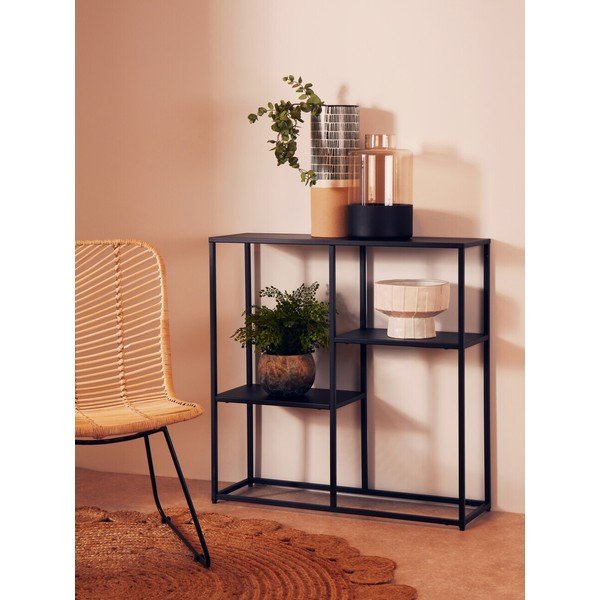 Fekete acél polcos állvány 80x81x26 cm Acero – Premier Housewares-image-1