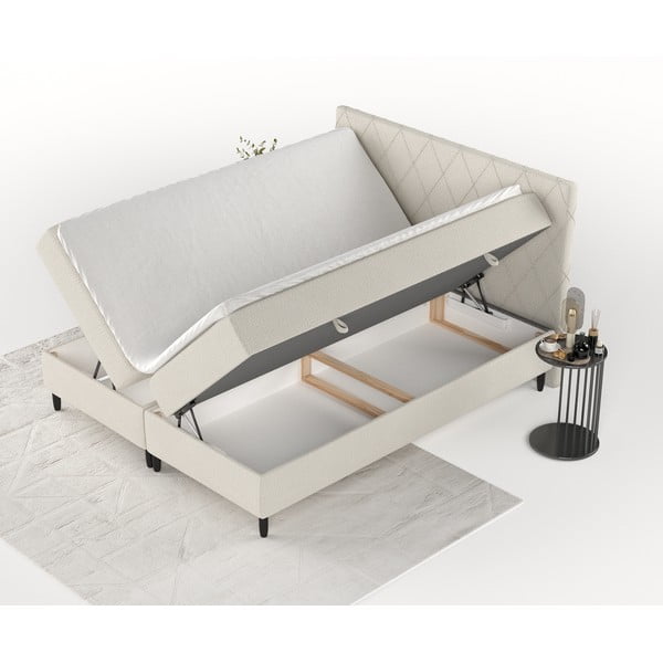 Bézs ágyneműtartós boxspring ágy 160x200 cm Gwen – Maison de Rêve-image-2
