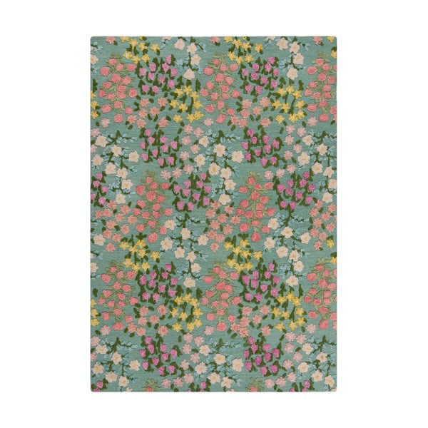 Mentazöld kézi szövésű gyapjú szőnyeg 120x170 cm Emilia Floral – Flair Rugs