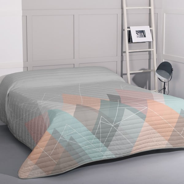 Rózsaszín-szürke pamut steppelt ágytakaró 180x260 cm Range – Blanc-image-1