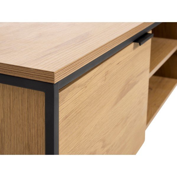 Natúr színű TV-állvány tölgyfa dekorral 155x55x45 cm Cesura – Unique Furniture-image-4