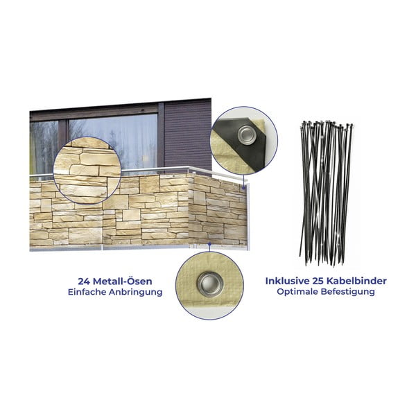 Bézs műanyag belátásgátló erkélyre 500x85 cm - Maximex-image-3