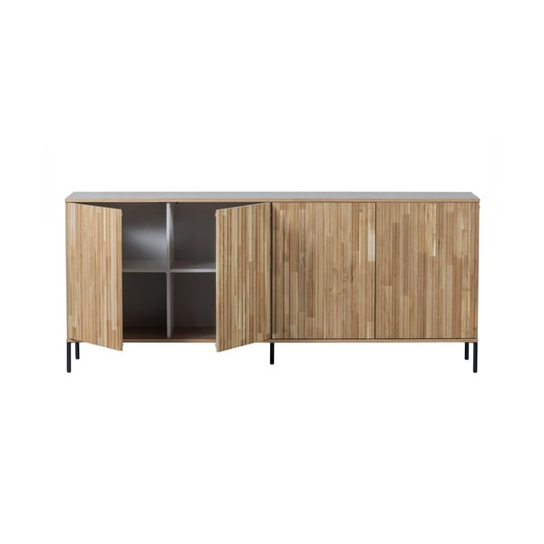 Natúr színű komód tölgyfa dekorral 200x85x44 cm Gravure – WOOOD-image-3