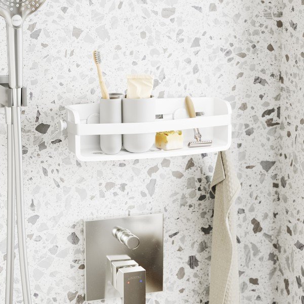 Fehér öntapadós műanyag fürdőszobai polc Flex – Umbra-image-1