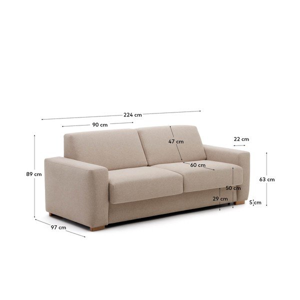 Bézs kinyitható kanapé 224 cm Anley – Kave Home-image-4