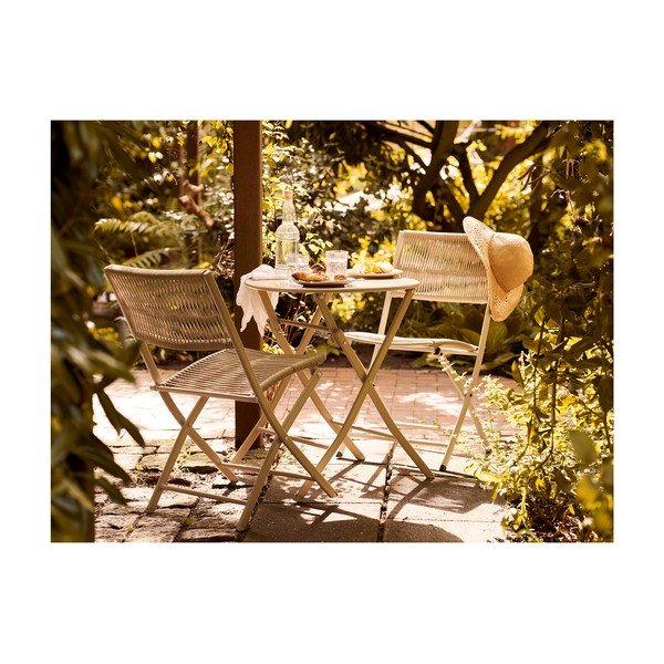 Bézs fém kétszemélyes kerti étkezőgarnitúra Arcas – House Nordic-image-1