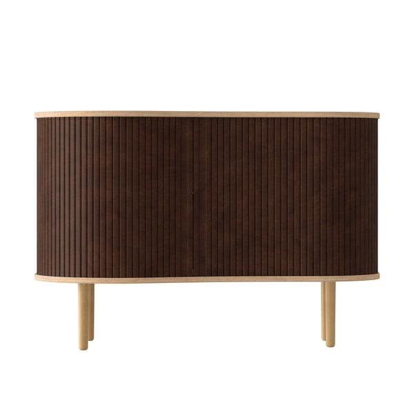 Barna-natúr színű alacsony komód tölgyfa dekorral, tolóajtóval 100x67 cm Audacious – UMAGE-image-3