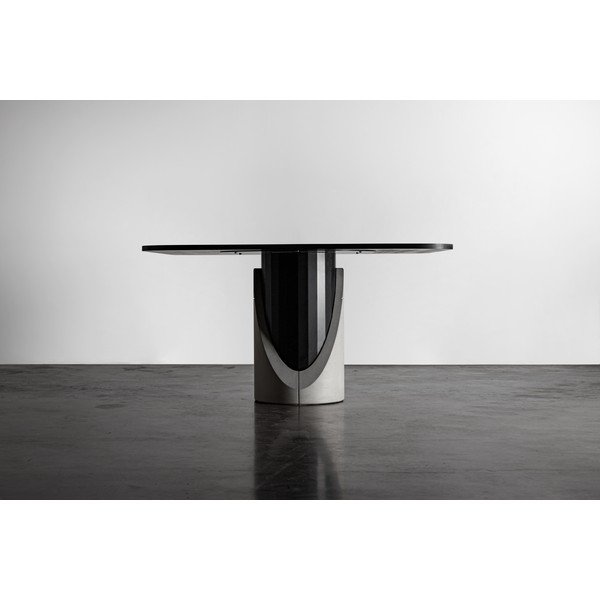 Étkezőasztal tölgyfa dekoros asztallappal 140x140 cm Sharp - Lyon Béton-image-1