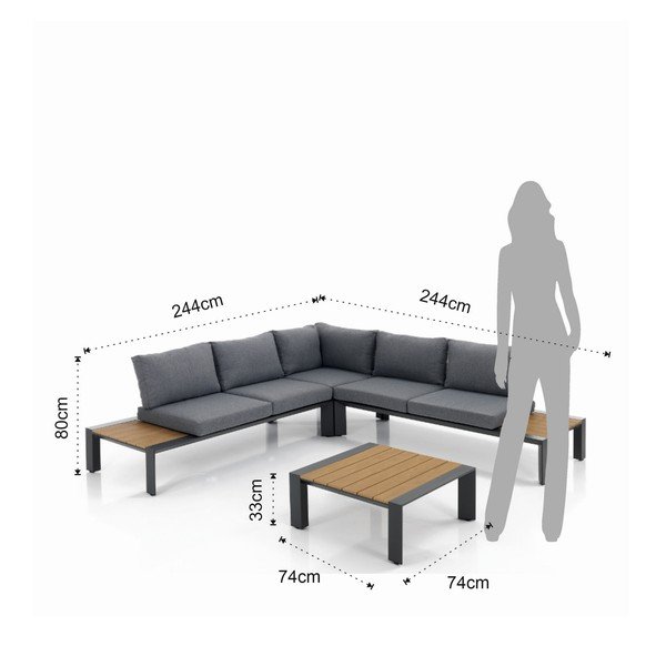 Szürke-natúr színű alumínium négyszemélyes kerti lounge szett Skorpios – Tomasucci-image-4