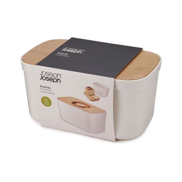 Bin fehér kenyértartó, fa tetővel - Joseph Joseph-image-1