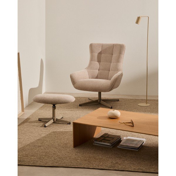 Bézs zsenília lábtartó Teryl – Kave Home-image-1