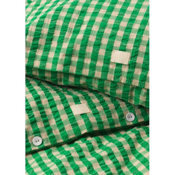 Zöld-bézs egyszemélyes-hosszabbított krepp ágyneműhuzat 140x220 cm Bæk&Bølge – JUNA-image-3