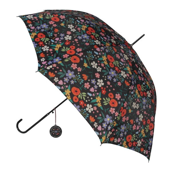 Flower fekete esernyő színes részletekkel, ⌀ 100 cm