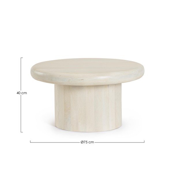 Krémszínű mangófa kerek dohányzóasztal ø 75 cm Lopez – Bizzotto-image-4