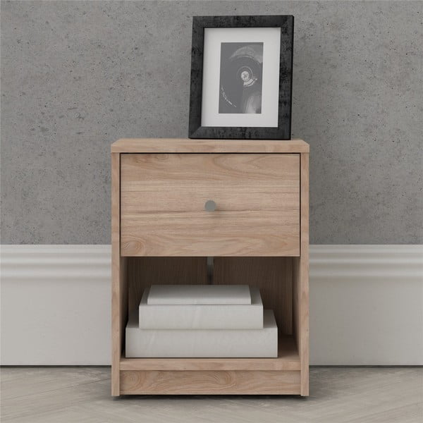 Természetes színű éjjeliszekrény tölgyfa dekorral May - Tvilum-image-4