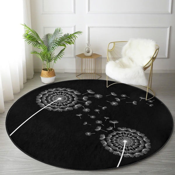 Fekete mosható-robotporszívóval tisztítható kerek szőnyeg ø 120 cm Comfort – Mila Home-image-3