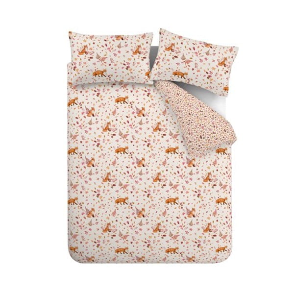 Narancssárga-bézs kétszemélyes ágyneműhuzat 200x200 cm Woodland Fox – Catherine Lansfield