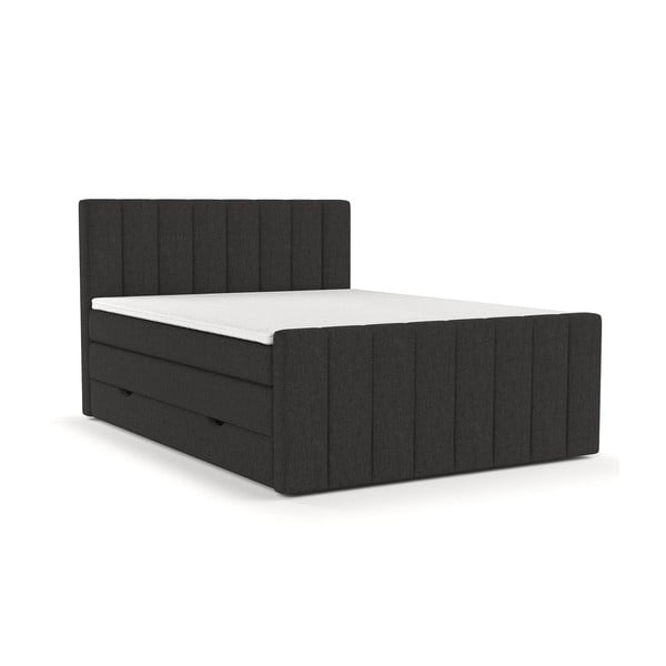 Fekete ágyneműtartós boxspring ágy 140x200 cm Ruby – Maison de Rêve