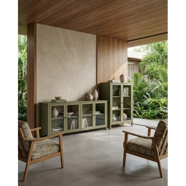 Zöld borovi fenyő tálalószekrény 90x120x40 cm Alessandra – Marckeric-image-4