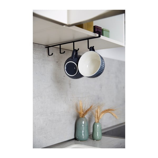 Fekete, polc alatti bögretartó 4 akasztóval - Wenko-image-2