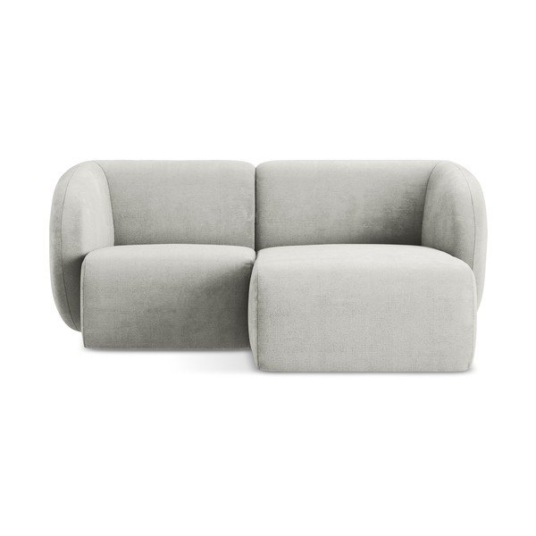 Világosszürke zsenília sarokkanapé (jobb oldali-heverő résszel) Lani – Makamii