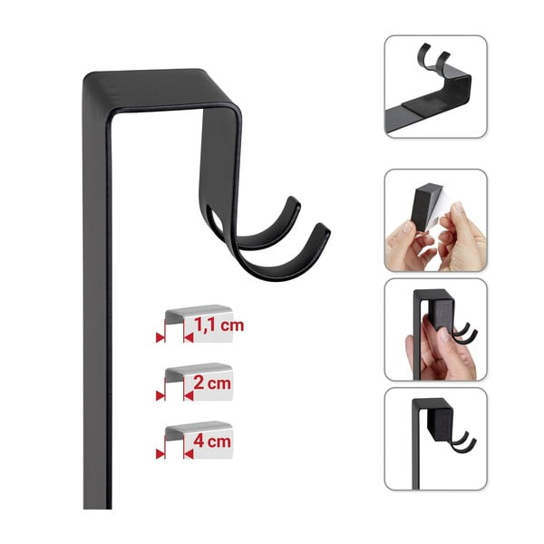 Fekete függő rozsdamentes acél fürdőszobai polc Bribano – Wenko-image-4