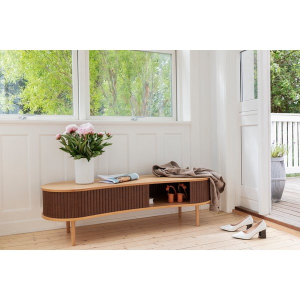 Szürke-natúr színű TV-állvány tölgyfa dekorral 140x40 cm Audacious – UMAGE-image-1