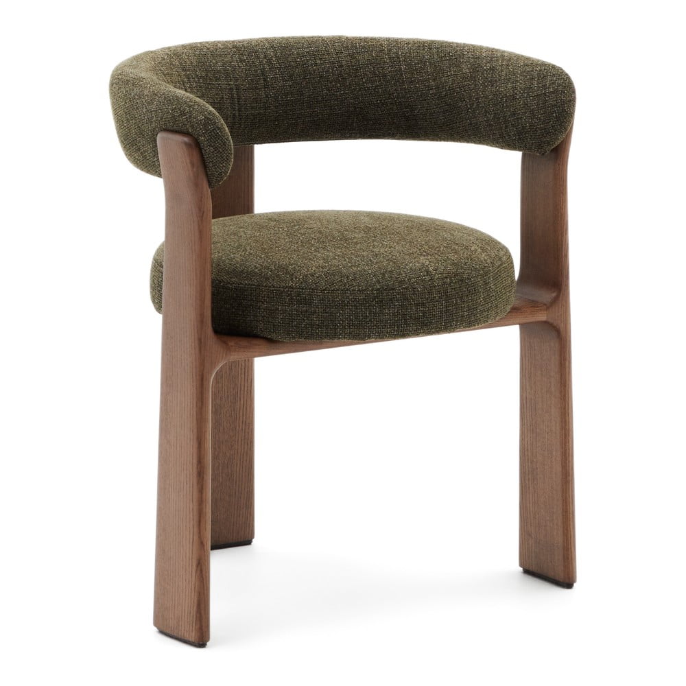 Khaki-barna kőrisfa karfás étkezőfotel Granite  Kave Home