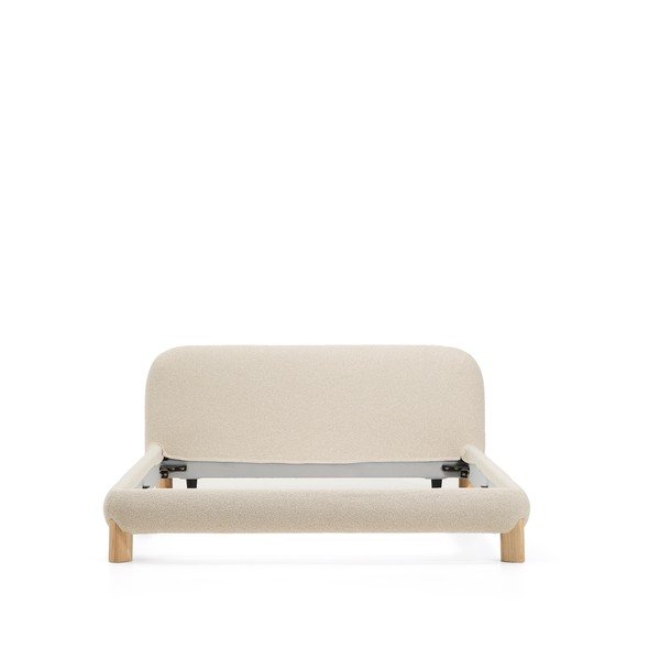 Bézs kárpitozott franciaágy ágyrács nélkül 180x200 cm Odina – Kave Home-image-3