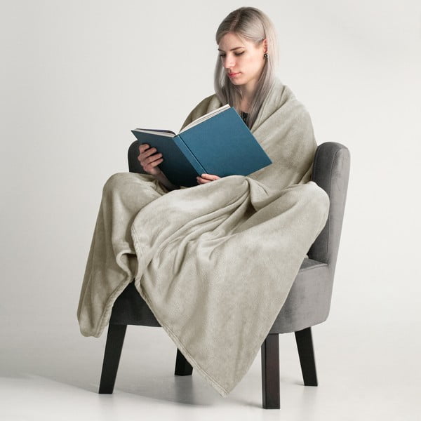 Bézs mikroplüss ágytakaró 200x220 cm Mic – Restilo-image-1