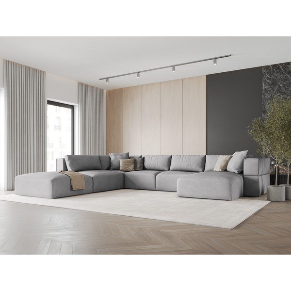 Világosszürke sarokkanapé (bal oldali-"U" alakú) Esther – Milo Casa-image-1