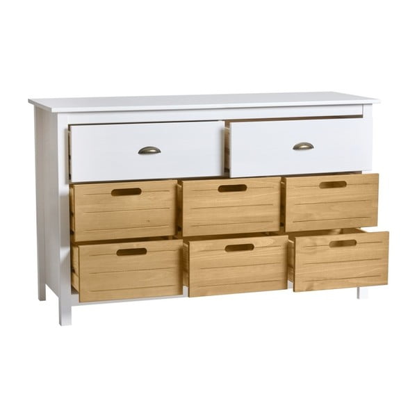 Ibiza fehér 8 fiókos komód tömör borovi fenyőből - Marckeric-image-2
