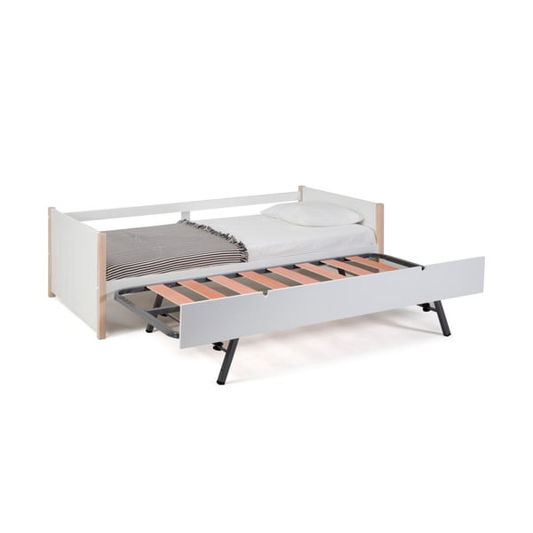 Fehér-natúr színű borovi fenyő gyerekágy kihúzható pótággyal 90x190 cm Kiara – Marckeric-image-4