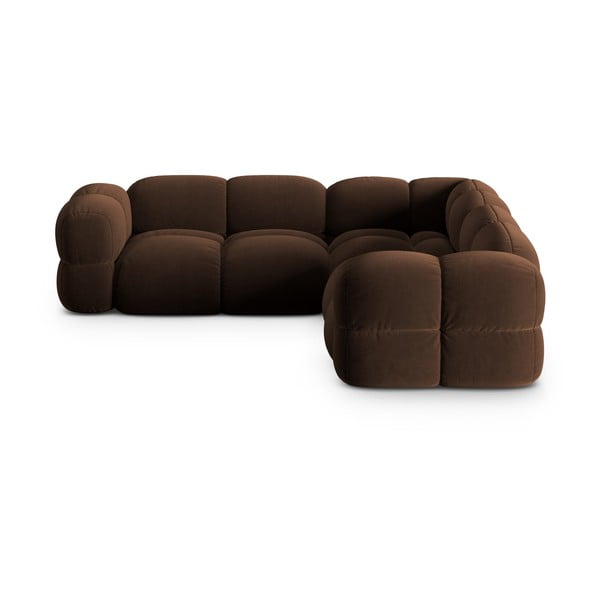 Sötétbarna bársony sarokkanapé Loretto – Cosmopolitan Design