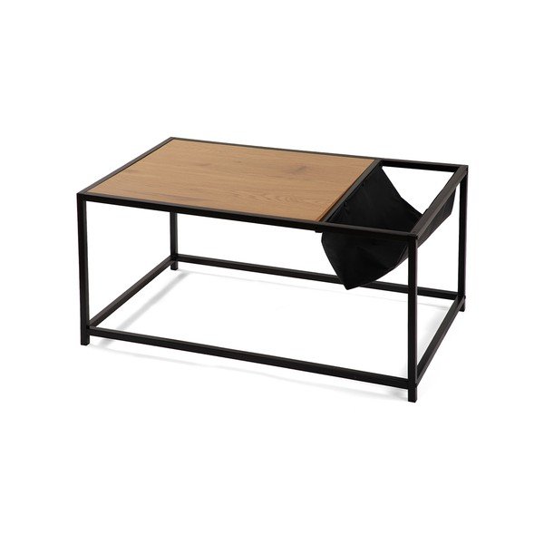 Fekete-natúr színű dohányzóasztal tölgyfa dekorral 60x99 cm Bayen – Bonami Essentials-image-2