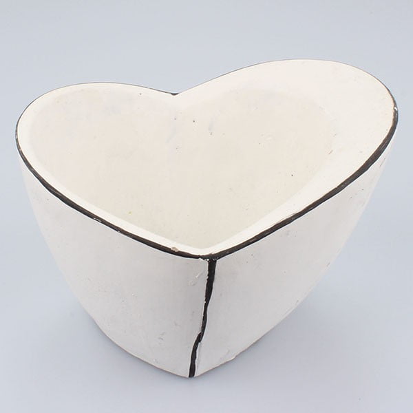 Vintage Heart fehér beton virágcserép - Dakls