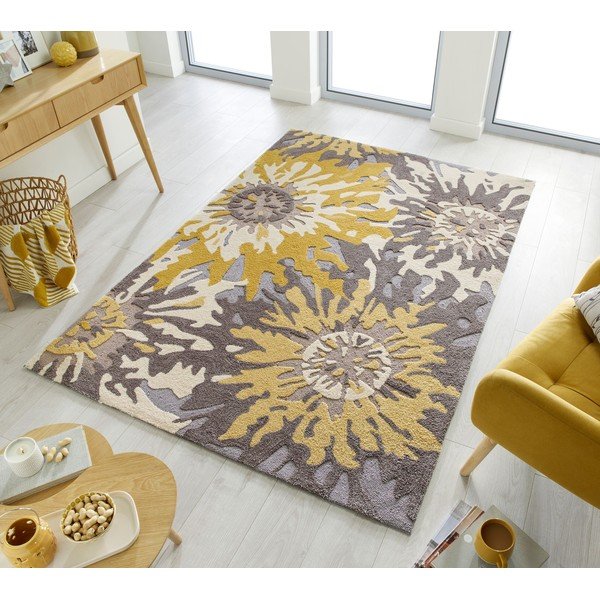 Soft Floral szürke-sárga szőnyeg, 160 x 230 cm - Flair Rugs-image-4