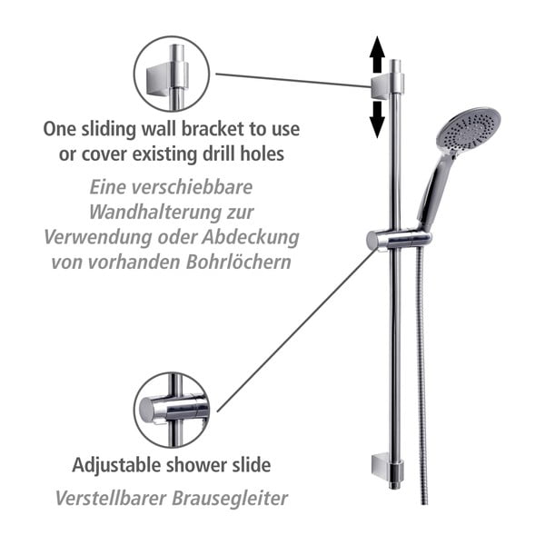 Fényes ezüstszínű rozsdamentes acél zuhanyszett 66 cm Young – Wenko-image-2