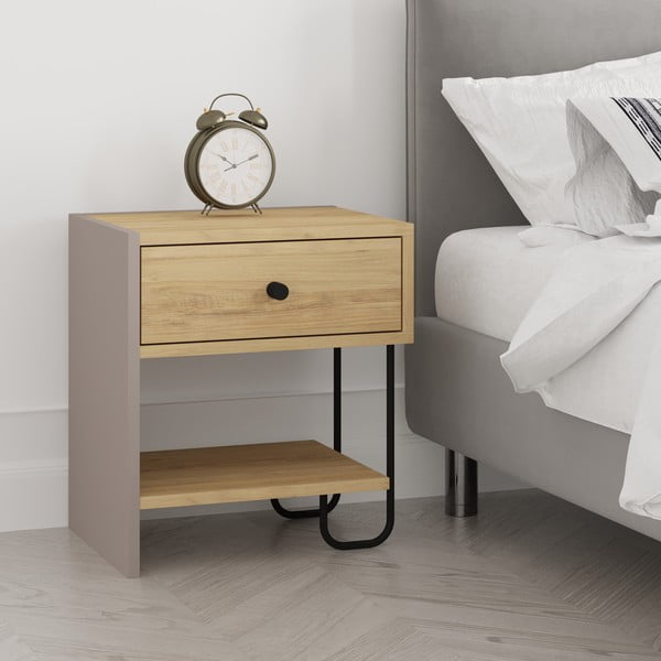 Éjjeliszekrény tölgyfa dekorral Saturne – Marckeric-image-4