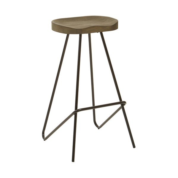 Fekete-natúr színű szilfa bárszék (ülésmagasság 78 cm) District – Premier Housewares