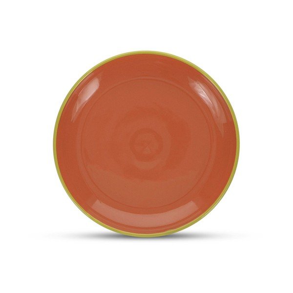 Zöld-narancssárga desszertes kőedény tányér ø 18 cm Duo – ONA