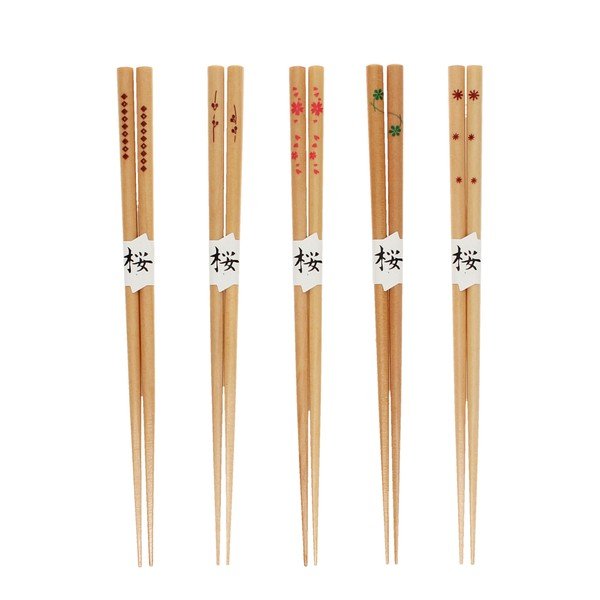 Natúr színű fa evőpálcika szett 5 db-os Delicate – Rex London