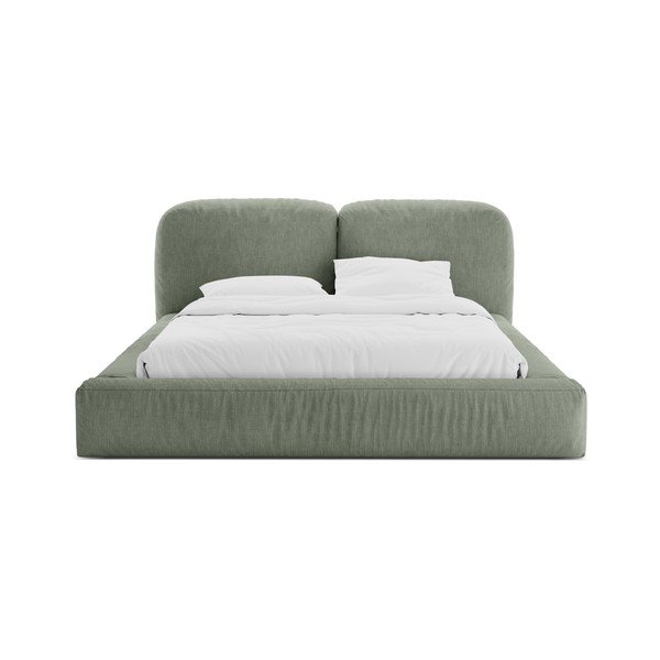 Zöld kárpitozott ágyneműtartós franciaágy ágyráccsal 160x200 cm Martina – Micadoni -image-4