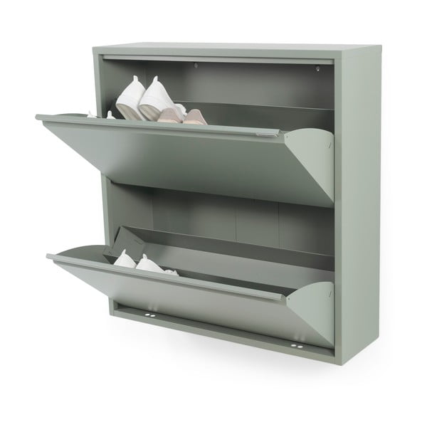 Szürkészöld fém billenő ajtós cipőtartó 75x77,5x22,5 cm Billy – Spinder Design-image-2