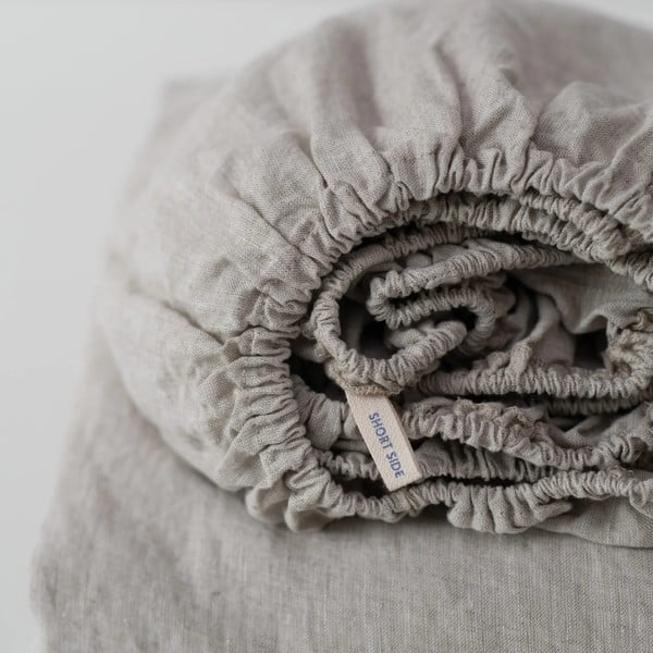 Sötétzöld gumis len lepedő 180x200 cm Forest Green  – Linen Tales-image-2